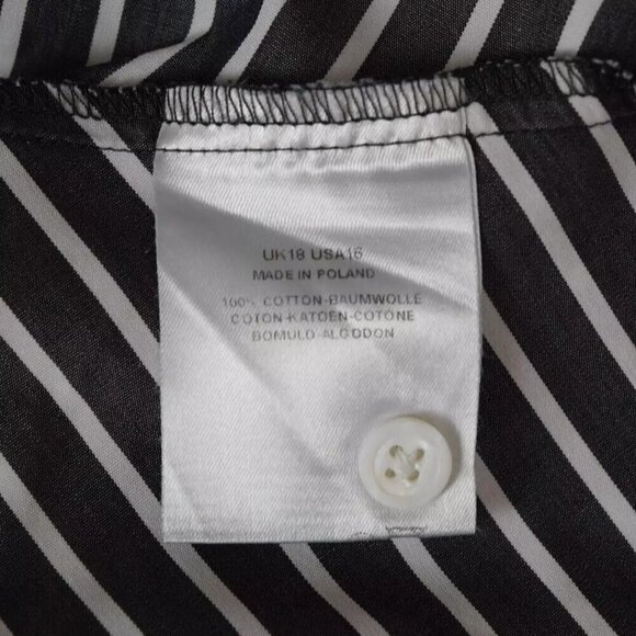 JAEGER ASYMMETRICAL STRIPED BUTTON UP LONG SLEEVE TOP - Picture 8 of 8